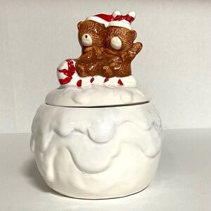 Vintage Cookie / Candy Jar. Christmas Bear on Snowball  Super Cute!